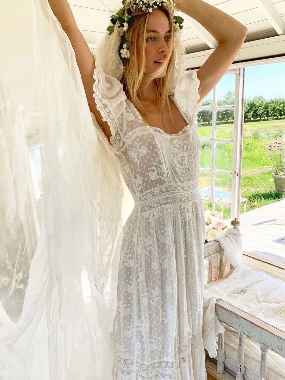 Loveshackfancy Lace Maxi Dress in White